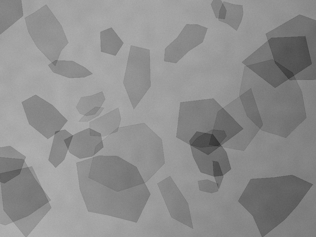 Synthetic grayscale flake field; not a real microscope image